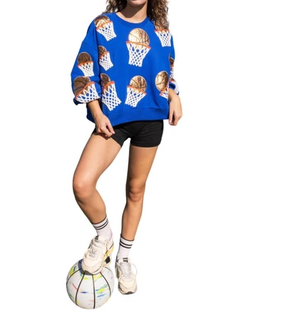 Shop Queen Of Sparkles Basketball Hoop Sweatshirt In Royal Blue