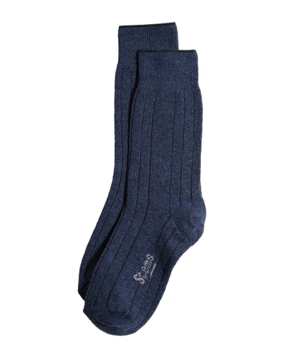 Shop Stems Lux Cashmere & Wool-blend Crew Sock In Blue