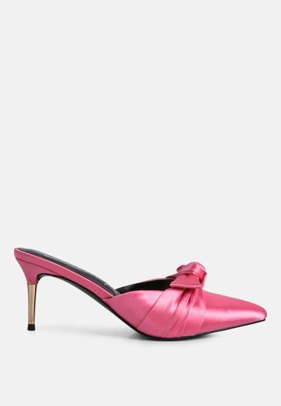 Shop London Rag Queenie Satin Knot Stiletto Mule Sandals In Pink