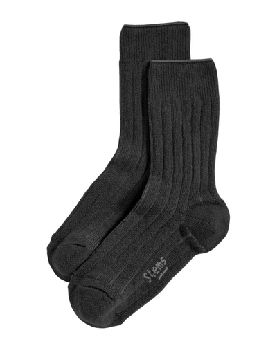 Shop Stems Lux Cashmere & Wool-blend Crew Sock In Black
