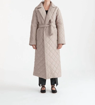 Shop Ena Pelly Mia Quilted Coat In Taupe In Beige