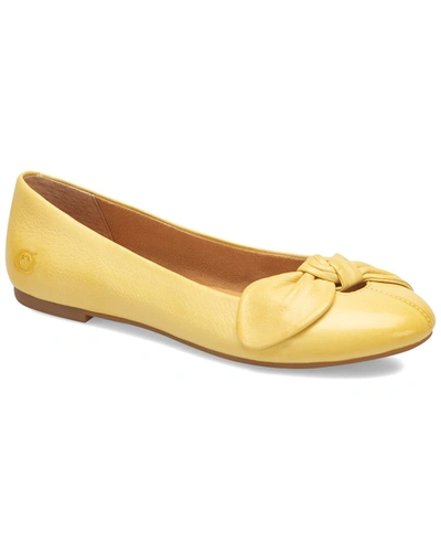 Shop Born Anah Leather Flat In Yellow