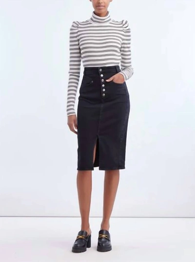 Shop Veronica Beard Herron Denim Midi Skirt In Washed Onyx In Multi