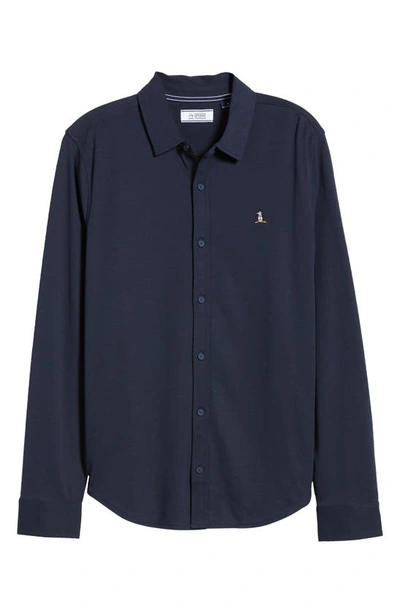 Shop Original Penguin Organic Cotton Button-up Shirt In Dark Sapphire