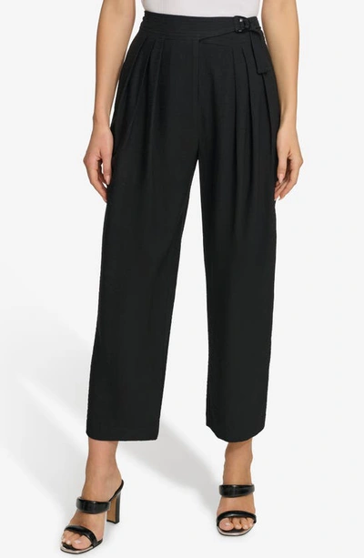 Shop Dkny Trapunto Stitch Belted Ankle Pants In Black