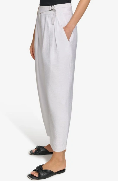 Shop Dkny Trapunto Stitch Belted Ankle Pants In White