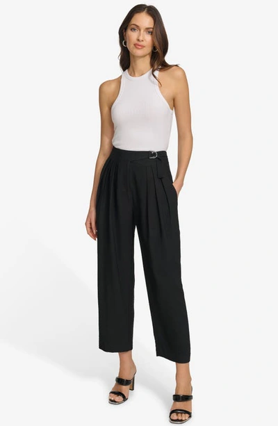 Shop Dkny Trapunto Stitch Belted Ankle Pants In Black