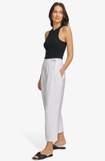 Shop Dkny Trapunto Stitch Belted Ankle Pants In White