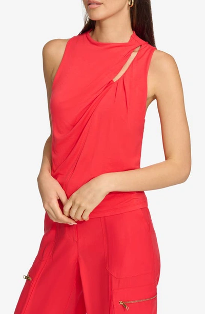 Shop Dkny Twist Cutout Sleeveless Top In Flame