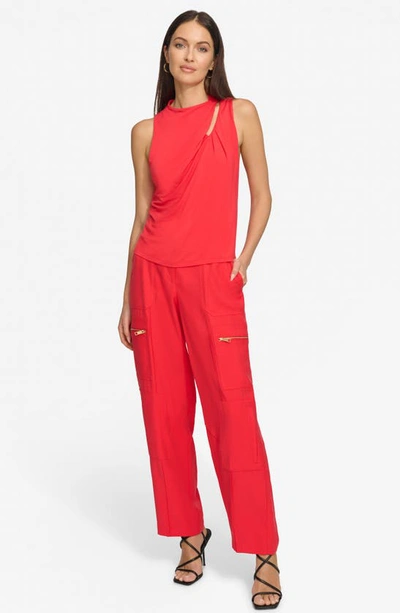 Shop Dkny Twist Cutout Sleeveless Top In Flame