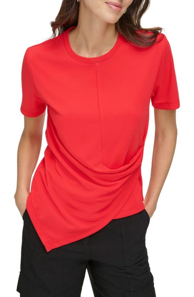 Shop Dkny Faux Wrap T-shirt In Flame