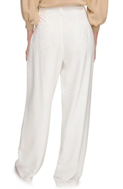 Shop Dkny Crinkle High Waist Wide Leg Pants In White