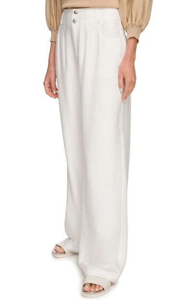 Shop Dkny Crinkle High Waist Wide Leg Pants In White