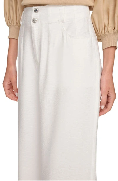 Shop Dkny Crinkle High Waist Wide Leg Pants In White