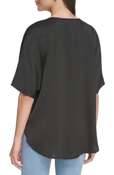 Shop Dkny Short Sleeve Woven Top In Black