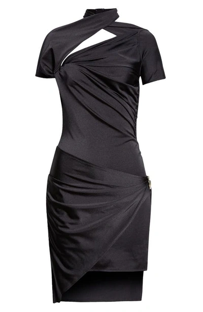 Shop Coperni Asymmetric Draped Jersey Dress In Black