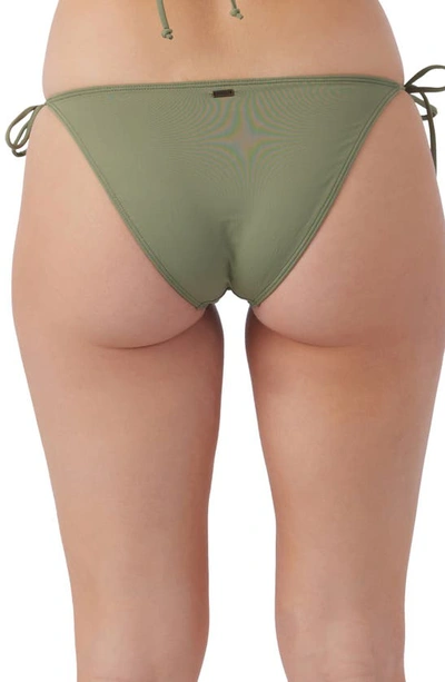 Shop O'neill Saltwater Solids Maracas Side Tie Bikini Bottoms In Oil Green