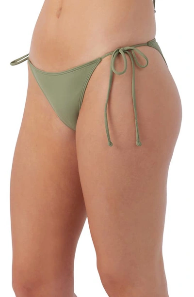 Shop O'neill Saltwater Solids Maracas Side Tie Bikini Bottoms In Oil Green