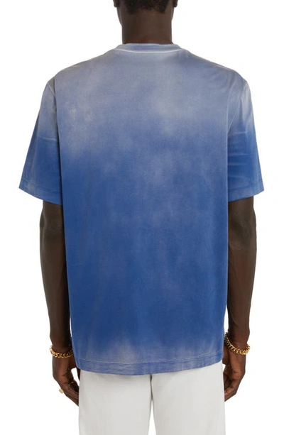 Shop Versace Medusa Ombré Cotton Jersey Graphic T-shirt In Royal Blue