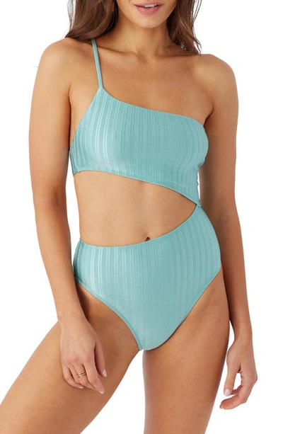 Shop O'neill Mizi Agadir Metallic Rib One-shoulder One-piece Swimsuit In Canton