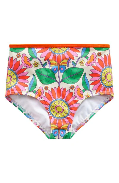 Shop Mini Boden Kids' Floral High Waist Bikini Bottoms In Multi Daisy Vine