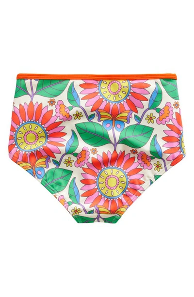 Shop Mini Boden Kids' Floral High Waist Bikini Bottoms In Multi Daisy Vine