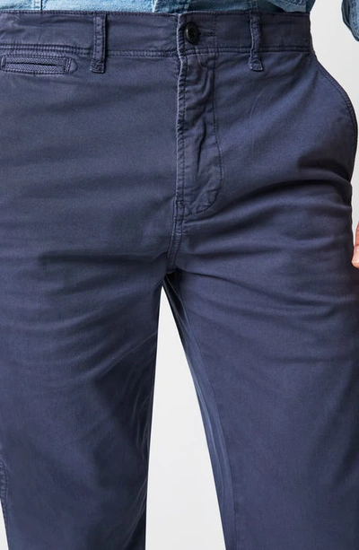 Shop Billy Reid Flat Front Strech Cotton Chinos In Carbon Blue