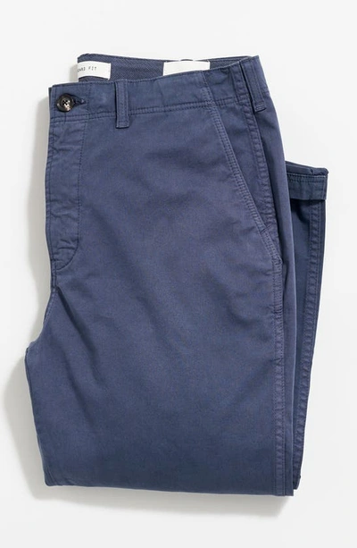 Shop Billy Reid Flat Front Strech Cotton Chinos In Carbon Blue