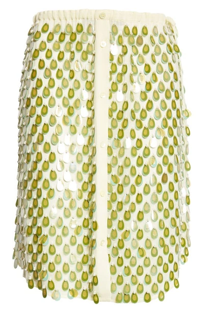 Shop Dries Van Noten Embellished Button Front Skirt In Pale Yellow 206