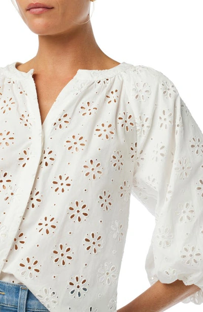Shop Joe's The Andie Broderie Anglaise Cotton Button-up Top In Optic White