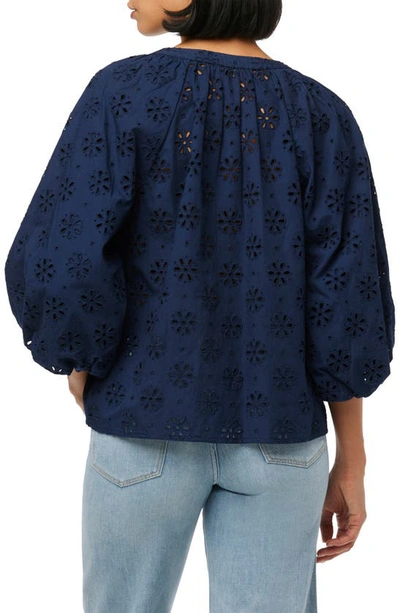 Shop Joe's The Andie Broderie Anglaise Cotton Button-up Top In Pageant Blue