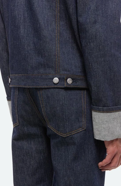 Shop Helmut Lang Contrast Cuff Denim Trucker Jacket In Raw Indigo