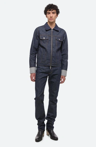 Shop Helmut Lang Contrast Cuff Denim Trucker Jacket In Raw Indigo
