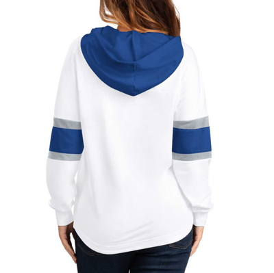 Shop G-iii 4her By Carl Banks White/blue Tampa Bay Lightning Goal Zone Long Sleeve Lace-up Hoodie T-shirt