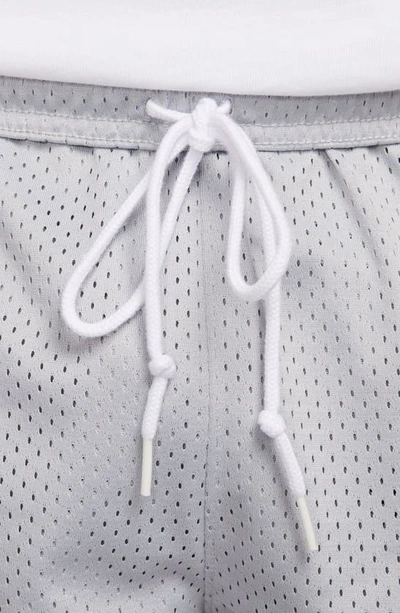 Shop Nike Solo Swoosh Mesh Athletic Shorts In Light Smoke Grey/ White