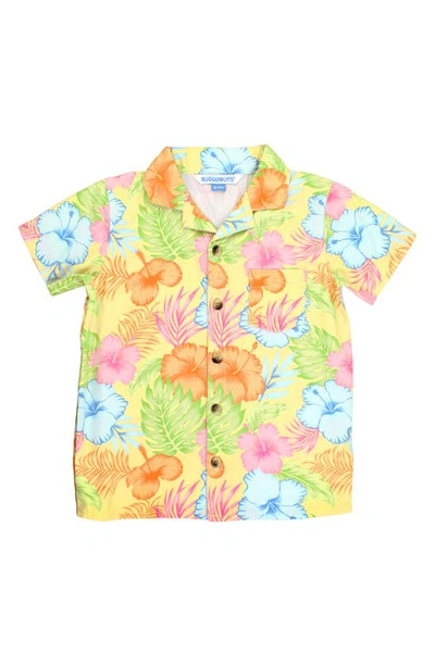 Shop Ruggedbutts Kids' Floral Short Sleeve Button-up Shirt In Happy Hula