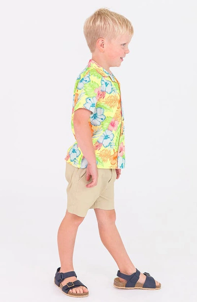 Shop Ruggedbutts Kids' Floral Short Sleeve Button-up Shirt In Happy Hula