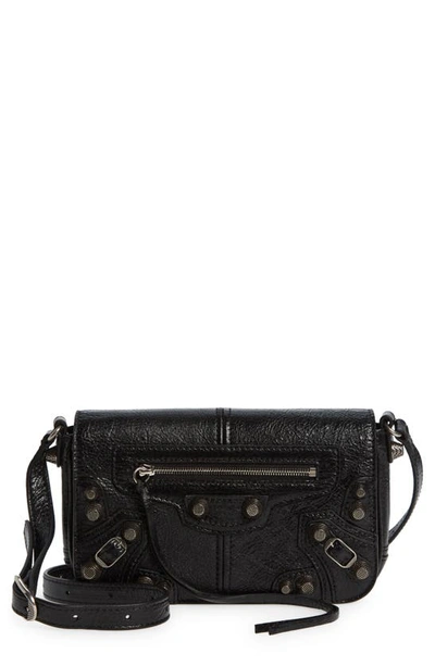 Shop Balenciaga Mini Le Cagole Flap Leather Shoulder Bag In Black