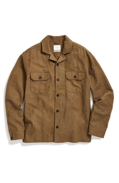 Shop Billy Reid Pelican Gulf Embroidered Long Sleeve Linen & Cotton Camp Shirt In Olive