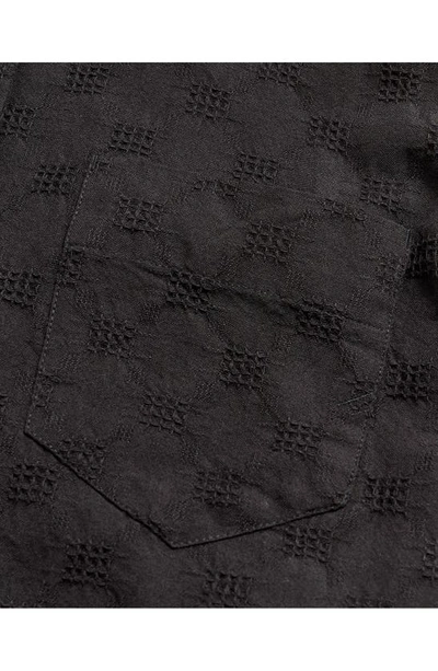 Shop Billy Reid Cypress Jacquard Short Sleeve Button-up Shirt In Black
