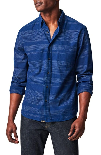 Shop Billy Reid Tuscumbia Gradient Stripe Button-down Shirt In Indigo