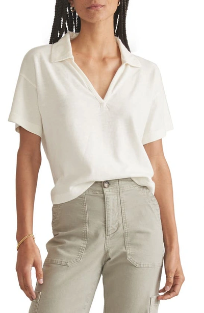 Shop Marine Layer Boxy Cotton Polo T-shirt In White
