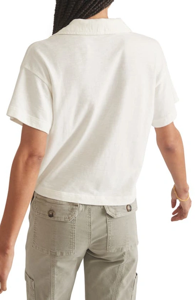 Shop Marine Layer Boxy Cotton Polo T-shirt In White