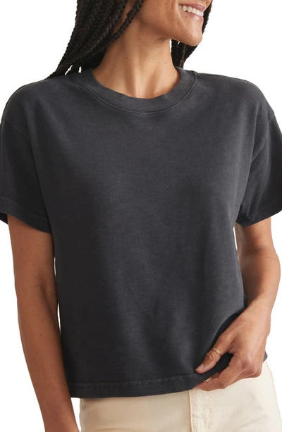 Shop Marine Layer Slub Cotton Crop T-shirt In Soft Black