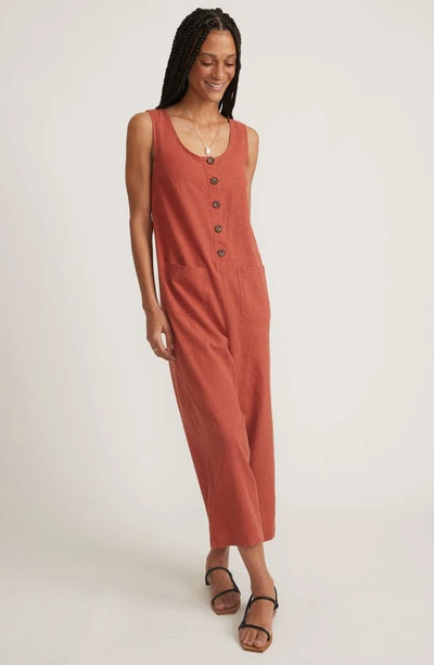Shop Marine Layer Sydney Beach Jumpsuit In Baked Clay