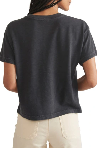 Shop Marine Layer Slub Cotton Crop T-shirt In Soft Black