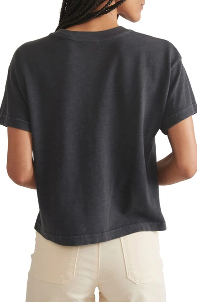 Marine Layer Slub Cotton Crop T-shirt In Soft Black