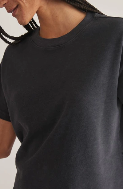 Marine Layer Slub Cotton Crop T-shirt In Soft Black
