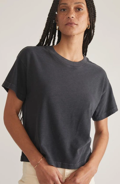 Marine Layer Slub Cotton Crop T-shirt In Soft Black