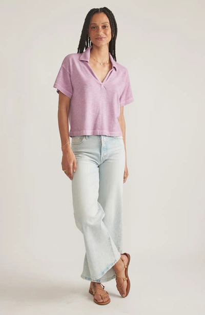 Shop Marine Layer Boxy Cotton Polo T-shirt In Lavender Mist